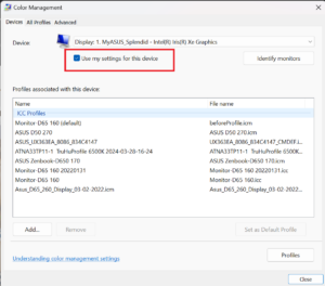 Color Management Settings Windows 10 and 11