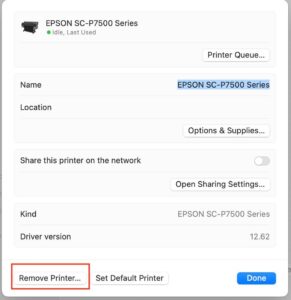 epson printer settings mac